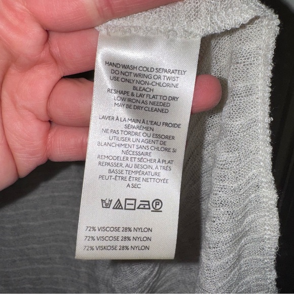 By Anthropologie Sheer Layering Top in cream striped short sleeves L/XL - Picture 7 of 13